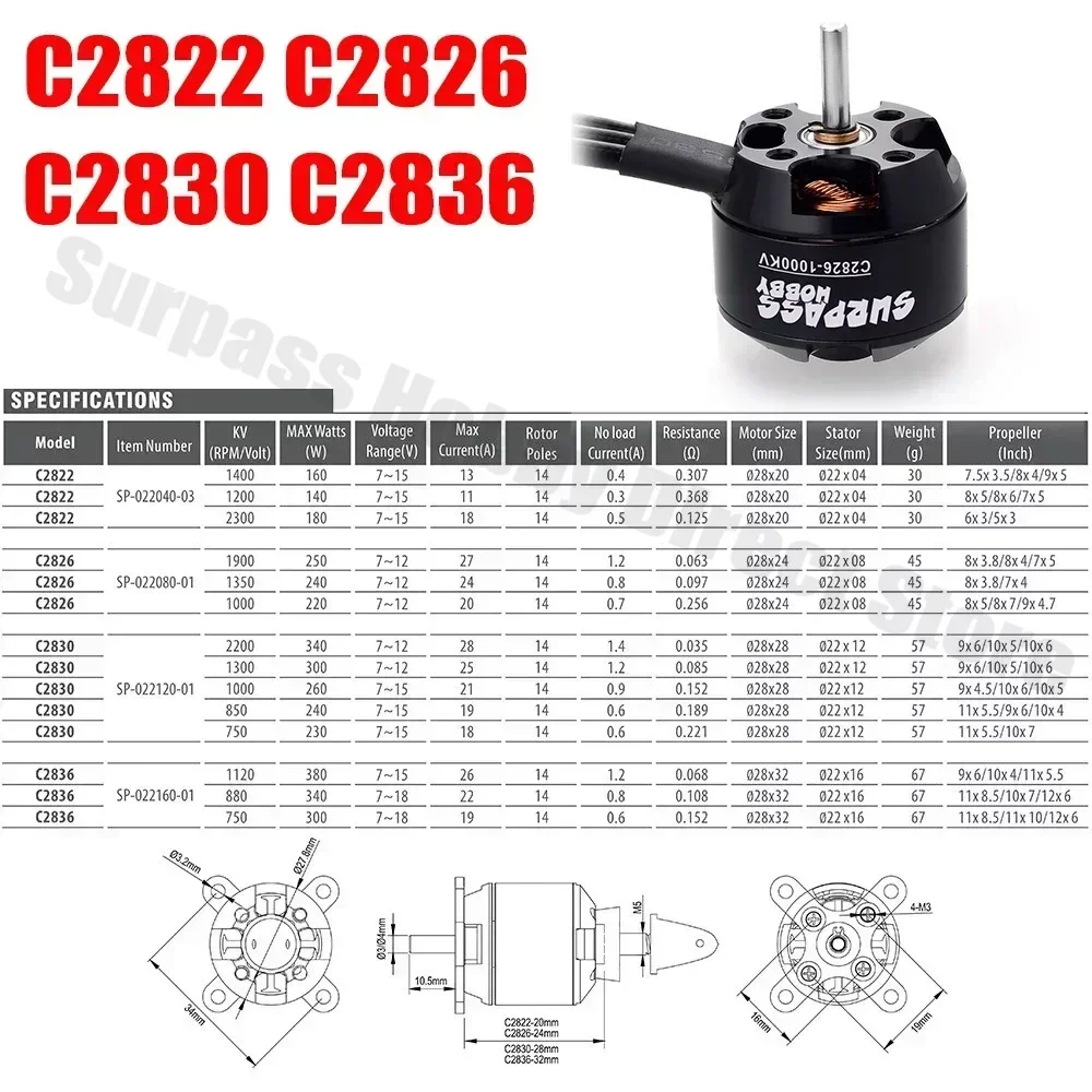 Surpass Hobby 2822 2830 3530 3 - đánh giá và giá Hobby Rc Quadcopters & Multirotors